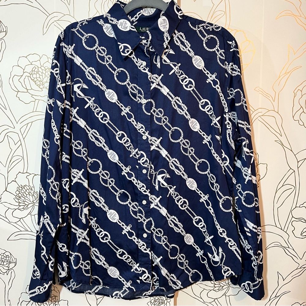 Lauren Ralph Lauren Navy Button Shirt